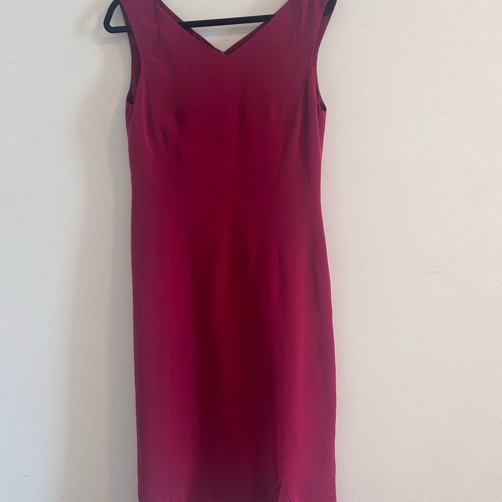 100% Silk Talbots Sleeveless Midi Dress in Rich Red